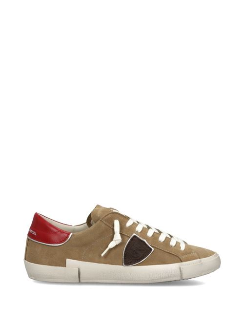Sneakers uomo basse in pelle beige/rosse PHILIPPE MODEL | PRLUXS21
